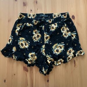 Torrid Black and Yellow Floral High Waist Shorts